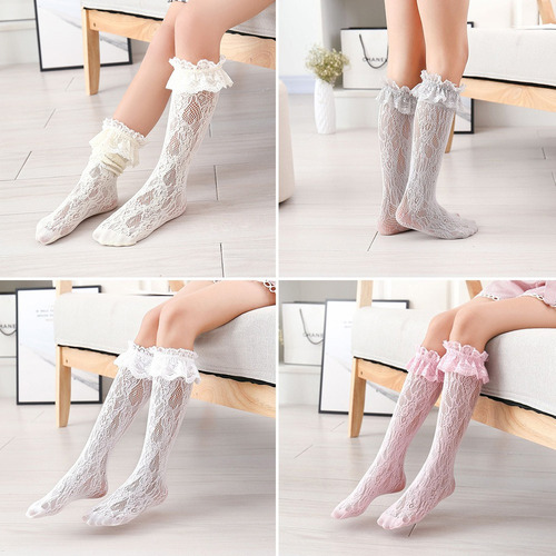 3 Pares De Calcetines De Encaje Para Niñas Medias De Tubo Me