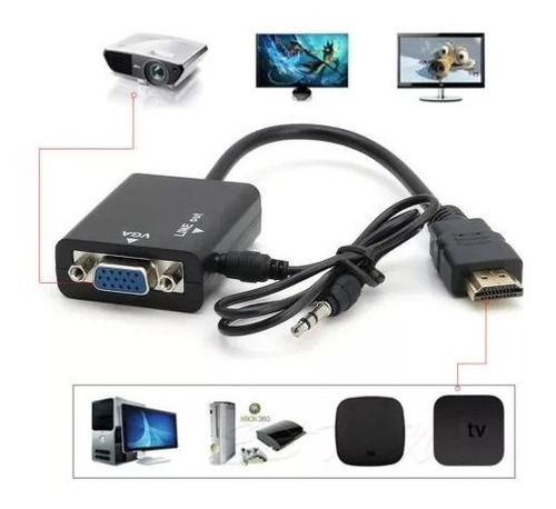 Adaptador Cable De Conversión Hdmi A Vga + Aduio Hd