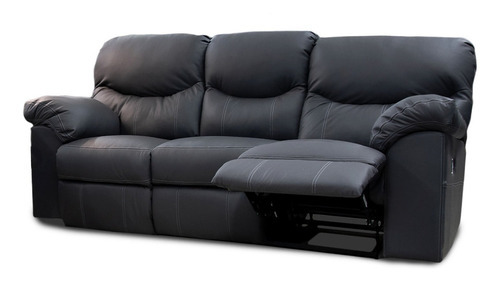 Sofa Con Reclinables De Piel Genuina Houston Color Gris Oxford