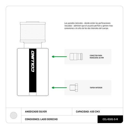 Recuperador De Aceite Aluminio Collino Catch Can Silver 450