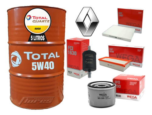 Cambio De Aceite 5w40 5l + Kit Filtros Renault Duster 2.0