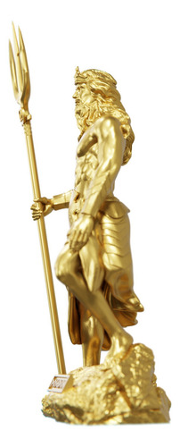 Estátua Poseidon Netuno - Deus Grego Estatueta Escultura Cor Cor Ouro