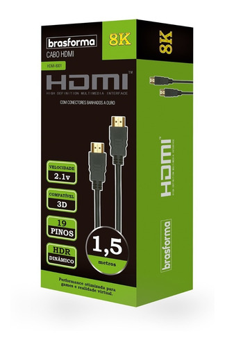Cable Hdmi 2.1.v 8k - 3d Ready - 1,5 Metros