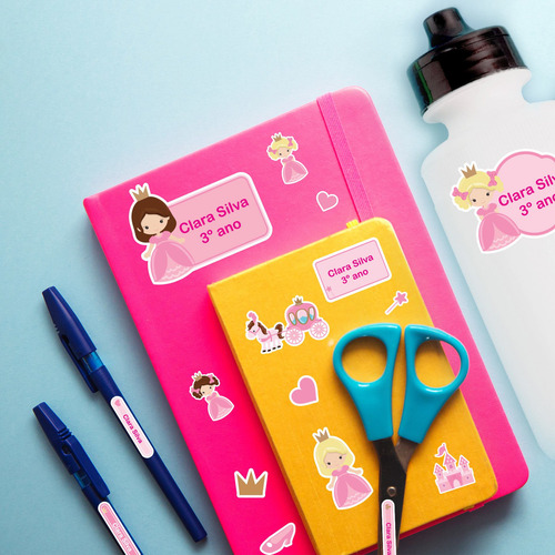 Imagem 2 de 3 de Etiquetas Escolares Princesa Personalizadas Kit Jumbo