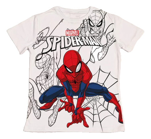 Remera Niños Manga Corta Hombre Araña Spiderman 2 A 14 Años