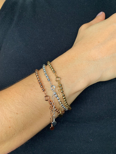 Pulseiras Esferas Bolinhas Banhada Ouro 18kt Com Extensor