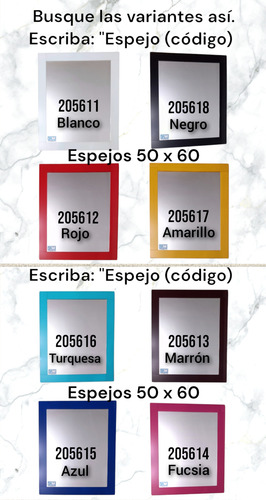 Espejo 60x80 Marco Vidrio Color Blanco C6 Blanco