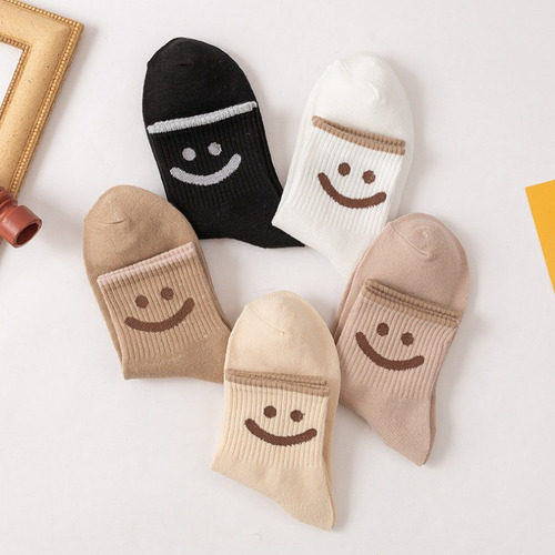 5 Pares De Calcetines Suaves De Algodón Con Forma De Cara So
