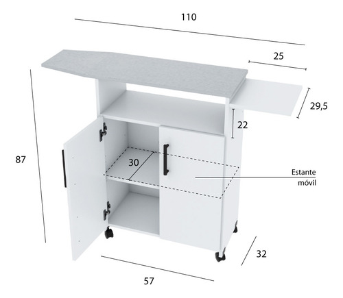 Mueble Organizador Centro De Planchado Blanco Imperdible!