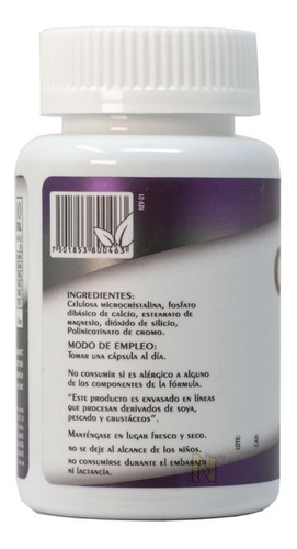 Imagen 3 de 4 de Chromium 200 (90 Cápsulas 500 Mg) Naturalhealth