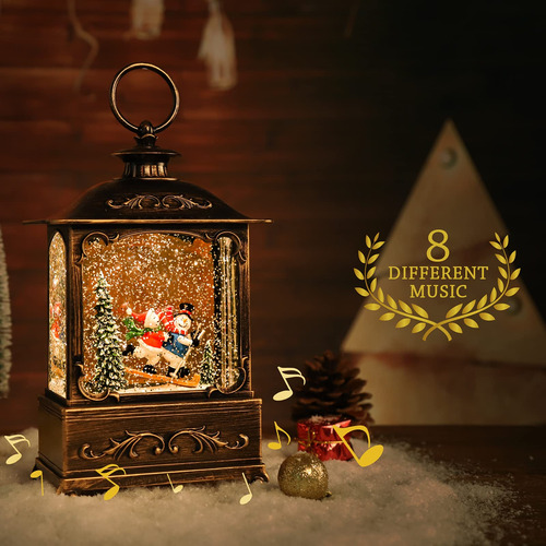 Linterna De Navidad Usb Con Globo De Nieve Y Música