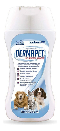 Shampoo Dermapet De 250 Ml Fragancia Hipoalergénico