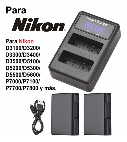 F Kit De Bateria E Carregador En-el14 2pcs 7.4v 1500mah