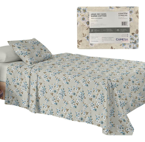 Jogo De Cama Solteiro Lea Super Cotton Duplo 3 Peças Camesa