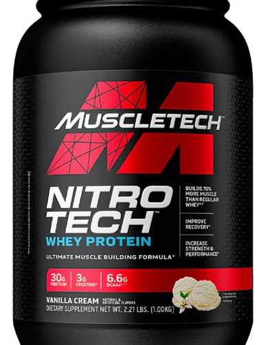 Muscletech Kit X2 Nitro Tech Whey Protein Proteína Sabor Vanilla Cream