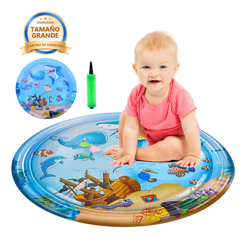 Cojín Agua Inflable Tapete Para Bebe Estimulacion Temprana Azul