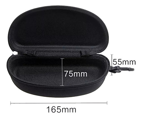 Ryscom Estuche Rigido Afelpado Con Cierre Para Gafas De Sol Con Paño Suave De Limpieza De Calidad Bolsa De Tela Fina Correja Ajustable De 60cm Con Puntas De Sulicona Para Sujeccion Color Negro