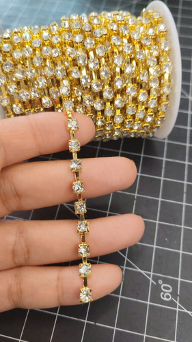 Rollo Cadena Strass 4.2mm-ss18, 9.2 Mts Dorado