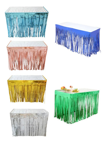 Cortina Tira Lluvia Metalizada P/ Mesa 2.75m X 75cm Cod 093 Dorado