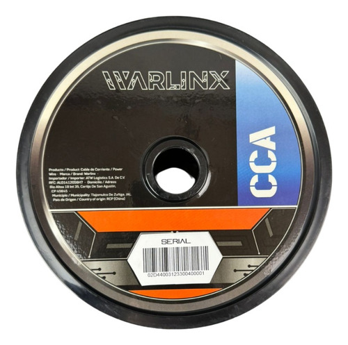 Cable De Corriente 15mts Cal 0 Orange Cca War Linx Wpw015or