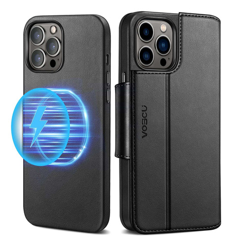 Voscu Funda Tipo Cartera Desmontable Para iPhone 14 Pro 6.1 