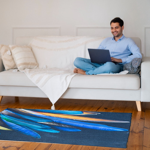 Tapete Sala Estilo Nórdico 200x160 Cm Suavidad Elegancia Ancho 100 cm Color Plumas 3D Diseño de la tela Plumas 3D Largo 200 cm