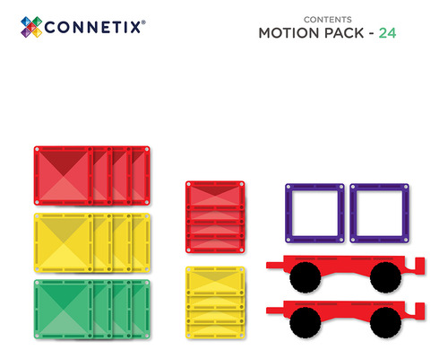 Connetix - Paquete De Movimiento Arcoíris - 24 Piezas Magnet