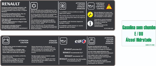 Adesivos Advertencia Cofre Motor Renault Sandero 2015