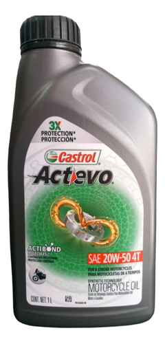 Aceite 4t 20w50 Castrol Actevo Semisintetico 1 L