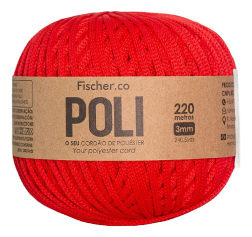 Fio Náutico 3mm Fischer Poli 100% Poliester Leve Não Desbota Cor Cereja