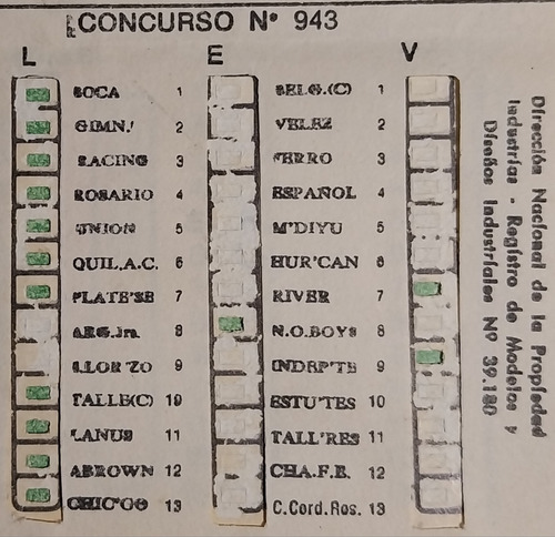 Antigua Boleta De Prode. Concurso 943. (Usado)
