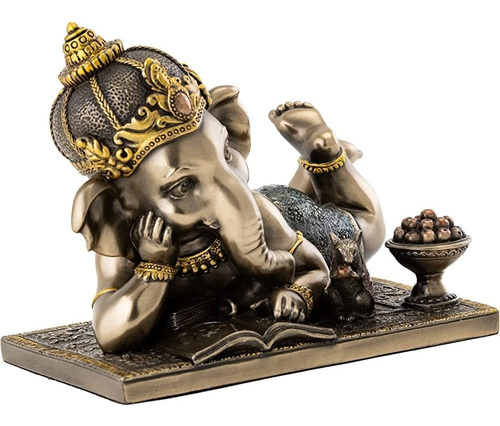 Top Collection Young Ganesh Statue Reading With Mouse - Hind