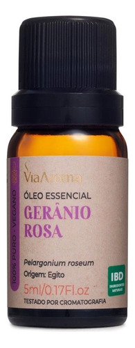 Óleo Essencial Gerânio Rosa 100% Natural Via Aroma 5ml