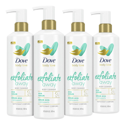 Dove Body Love Body Cleanser Exfoliate Away 4 Unidades Para.