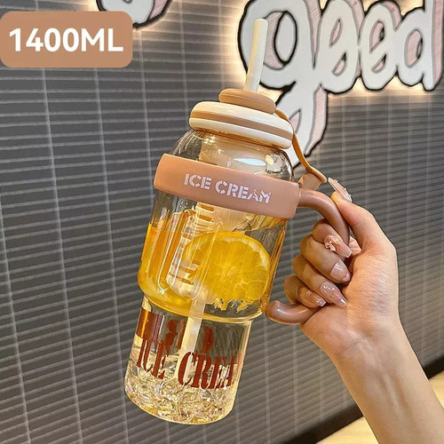 Botella Taza Vaso Ice Cream 1.4 Litros Ice Cream Con Popote