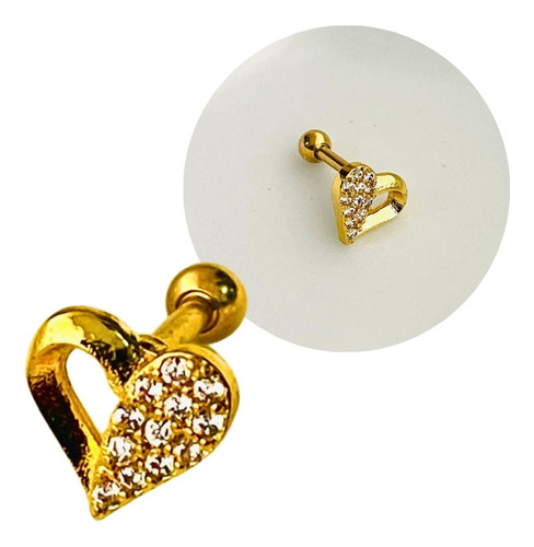 Piercing Hombre Mujer Acero Inox Piercing Corazon Cristal