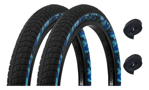 Par Llanta 20 X 2.125 Camuflaje Azul R20 Bmx Cross + Camaras