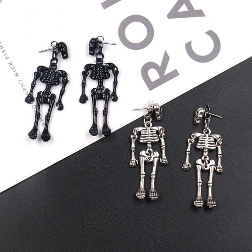 2 Pares De Aretes De Calavera Punk Halloween Accesorios Para