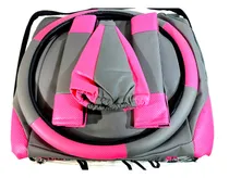 Comprar Fundas Cubre Asientos Auto Cuerina  Rosa\u002F Neg.c\u002F Accesorios.