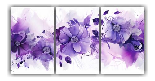 240x120cm Tríptico Vanguardia Poder Atmosfera Morada Y Blan