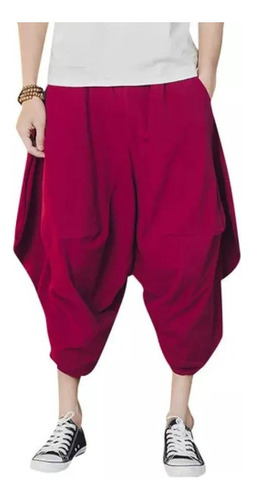 Hombres De Color Sólido Pantalones Harem Hippie Yoga Pantalo