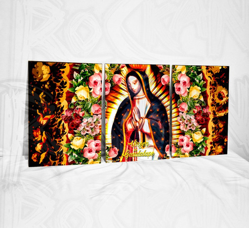  Virgen De Guadalupe Religioso Cuadro Triptico Moderno Xl