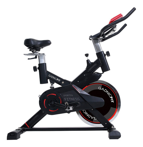 Bicicleta Fija Spinning Gadnic Fitness Gym 18kg Display Color Negro/Rojo