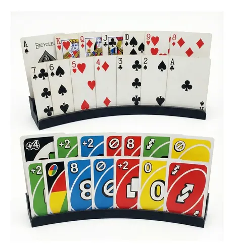 Suporte Porta Cartas Baralho Uno Pife Buraco Jogos Com 2 Un Preto