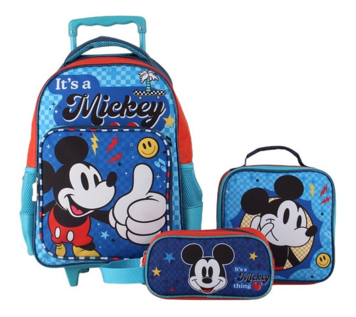 Pack Mickey Mouse Mochila Trolley Lonchera Estuche /jp Ideas