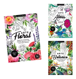 Libro Para Colorear Adultos Terapia Antiestrés Pack De 3