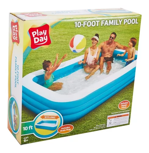 Tradineur - Piscina hinchable infantil con 3 anillos multicolor - Incluye  parche de reparación, inflables de verano (400 litros