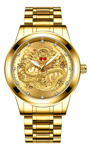 Relógios Masculinos Dourados Da Moda Relógio Dragão Chinês