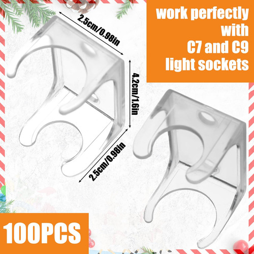 Vihose 100 Pcs Clips De Luz De Navidad Complejo Combo C Clip