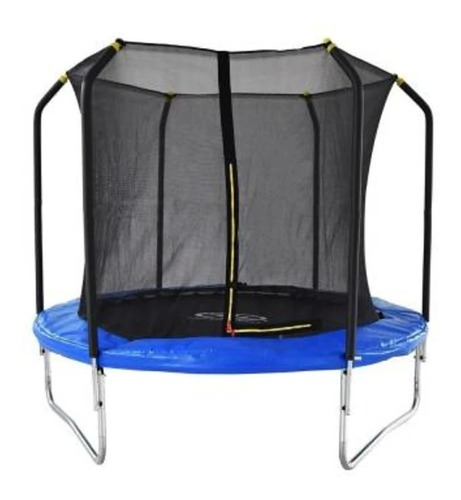 Brincolin Trampolin 8 Pies 2.43 Metros Uso Rudo Con Malla Color de la lona de salto Negro Color del cobertor de resortes Azul